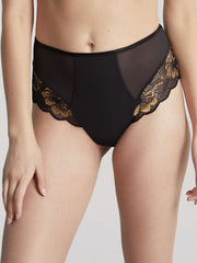 Panache Panties - Sabrina High Waist Brazilian 10634 - Black/Vintage Gold
