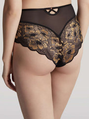 Panache Panties - Sabrina High Waist Brazilian 10634 - Black/Vintage Gold