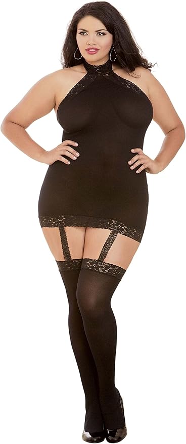 DREAMGIRL - FREE SHIPPING - Sheer Garter Bodystocking Dress