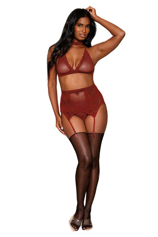 DREAMGIRL - FREE SHIPPING - Velvet Trim Bralette 4 piece Set