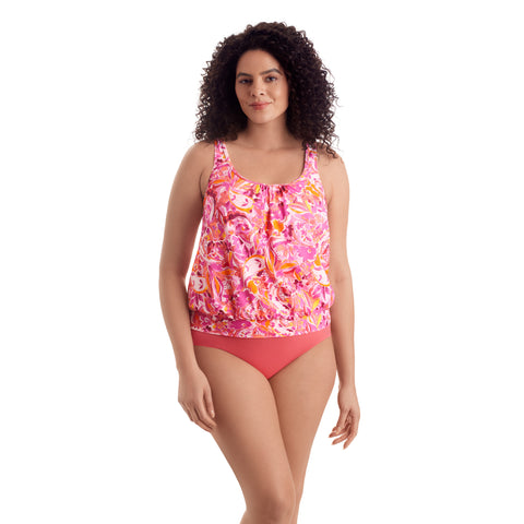 SHAPE SOLVER - FREE EXPRESS SHIPPING - Shirred Neck Blouson Tankini Top