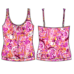 SHAPE SOLVER - FREE EXPRESS SHIPPING - Shirred Neck Blouson Tankini Top