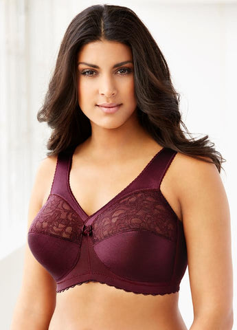 Glamorise Bras - Magic Lift Full Figure bra 1000 - Burgundy - Thebra