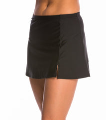 Penbrooke Swimwear - Basic Side Slit Swim Skirt With Tummy Control 42548X - Black - Thebra