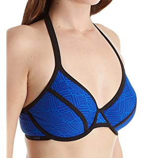 Cleo Swimwear - Gigi Triangle Halter CW0295 - Blue/Black - Thebra
