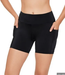 Penbrooke Swimwear - Solid Yoga Waist Swim Short 42542N - Black