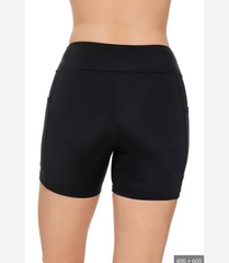 Penbrooke Swimwear - Solid Yoga Waist Swim Short 42542N - Black